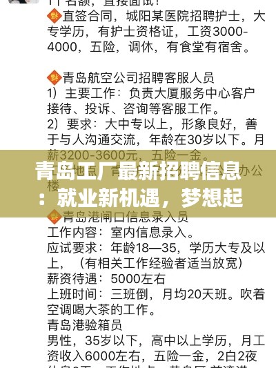 青岛工厂最新招聘信息：就业新机遇，梦想起航地