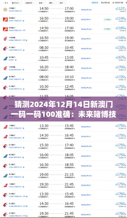 猜测2024年12月14日新澳门一码一码100准确：未来赌博技术的革新？