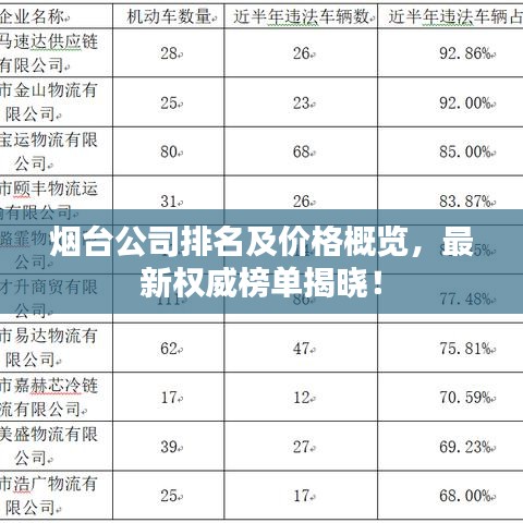 烟台公司排名及价格概览，最新权威榜单揭晓！