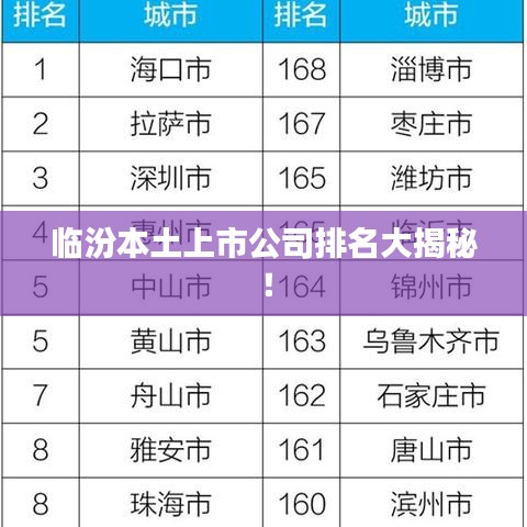 临汾本土上市公司排名大揭秘！